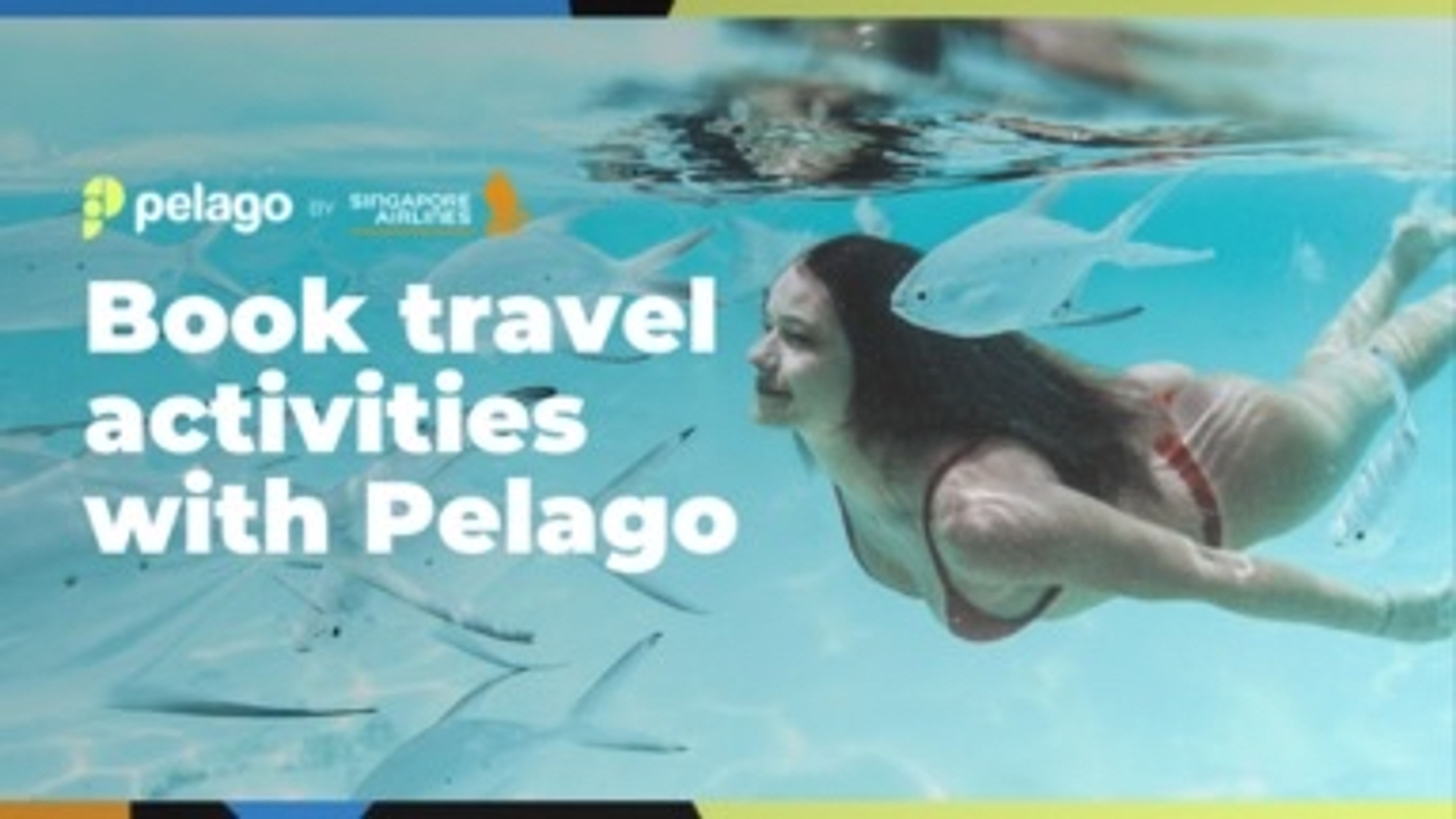 A banner image of Pelago highlighting a woman swimming.
