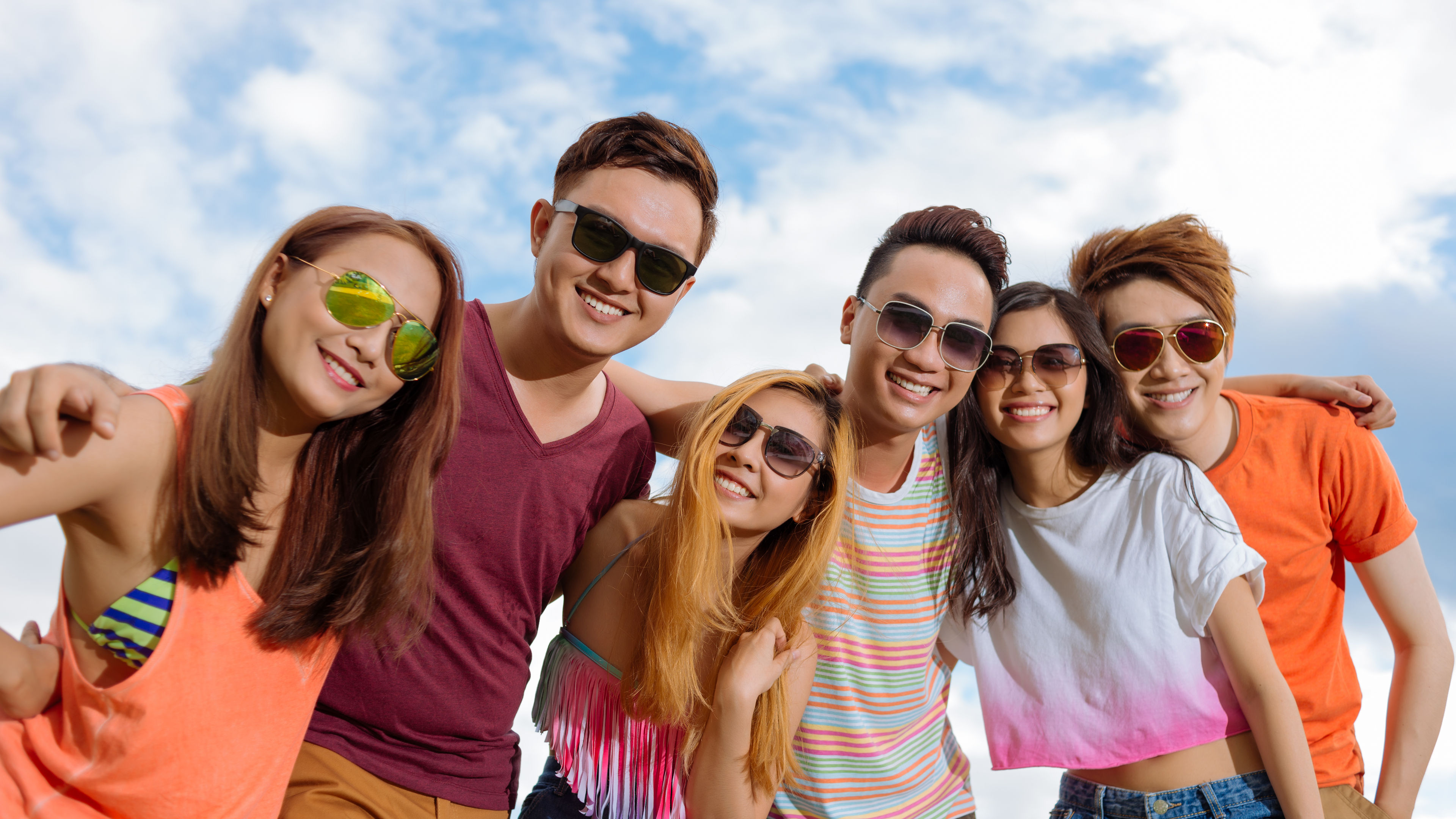 A group of cheerful young adults
