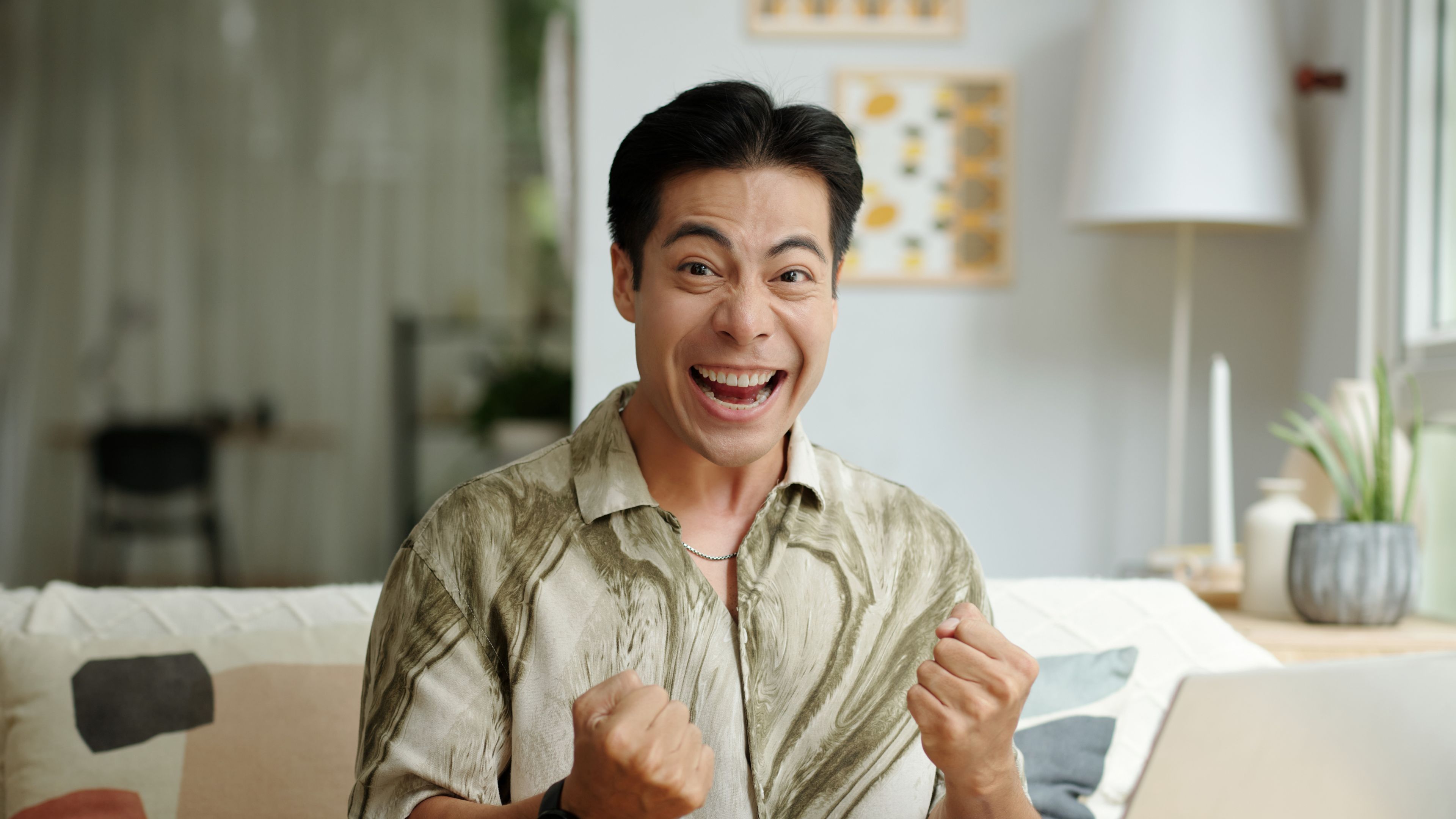 A man in excitement.