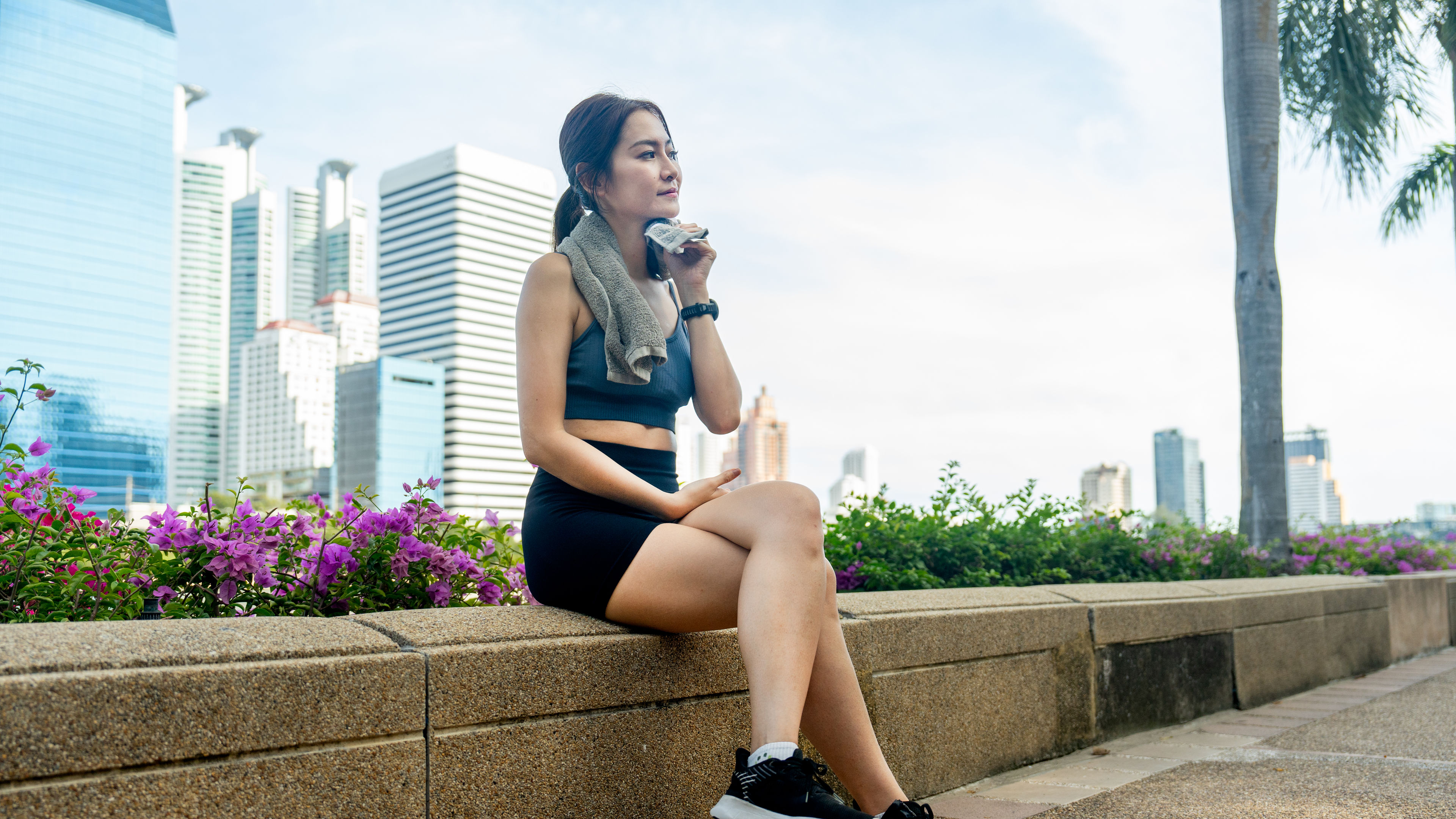 Woman relaxing after exercise